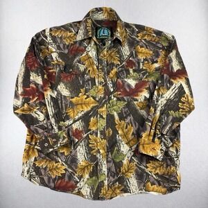 VTG Master Sportsman Button Shirt Men XL Leaf Tree Outdoor Prestige Camo Hunting